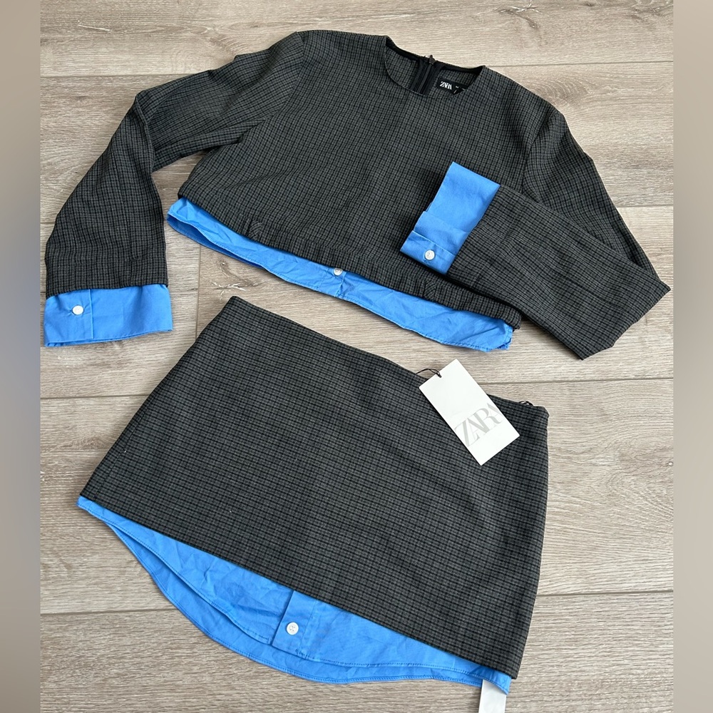 Zara Black two pcs mini skirt and top